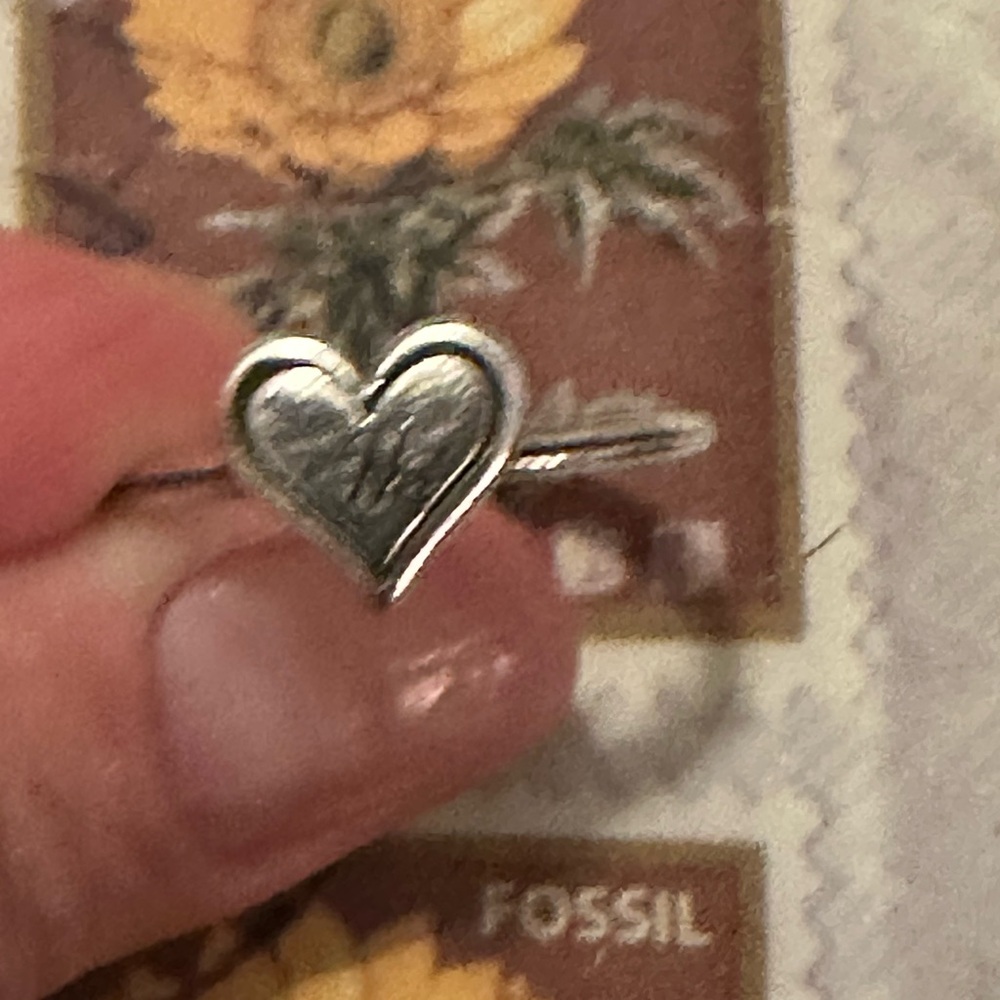 Heart-Shaped Silver Ring with M initial